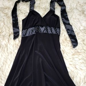 Black Y2K halter cocktail dress